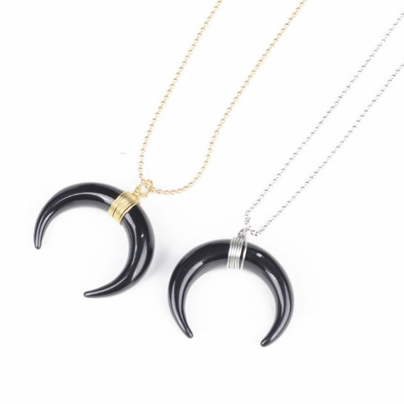 Bone Horn Necklace//Moon Necklace//Double horn - Picture 3 of 3